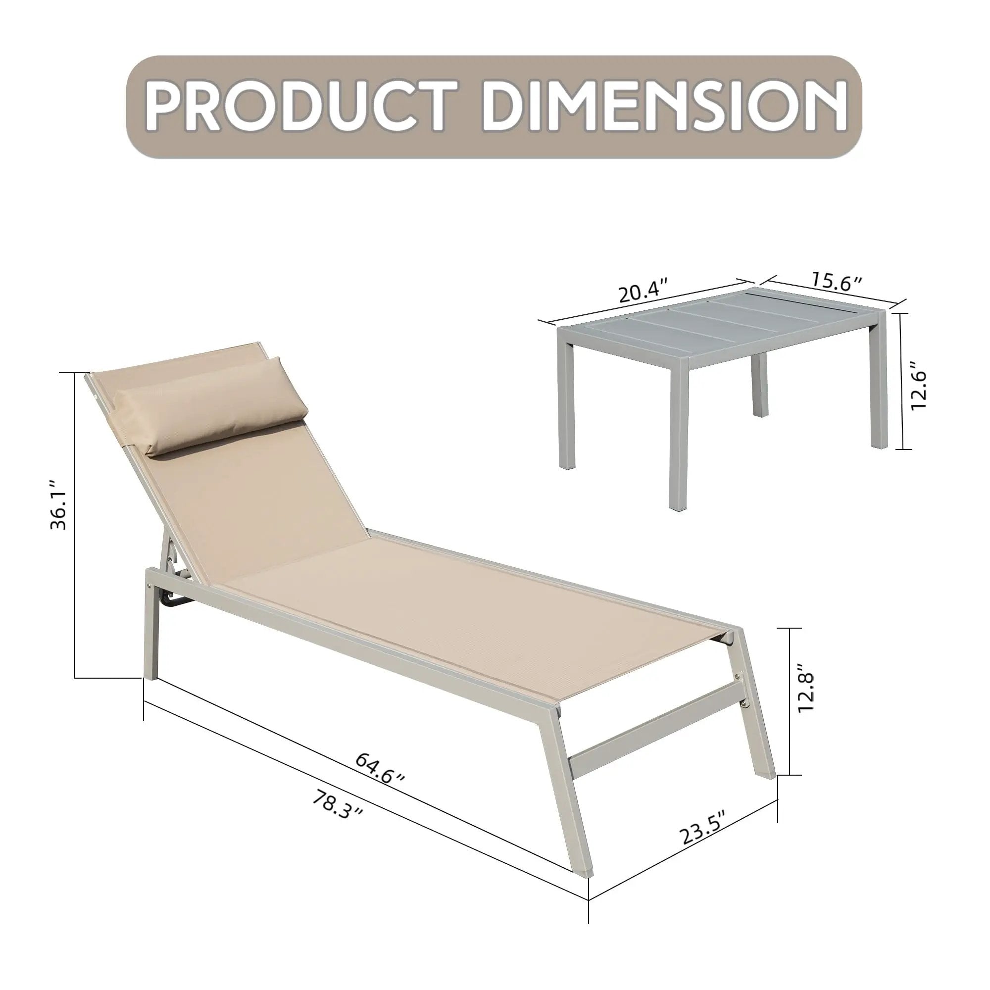 Patio Chaise Lounge Set of 3 with Side Table by HouseOfZazla
