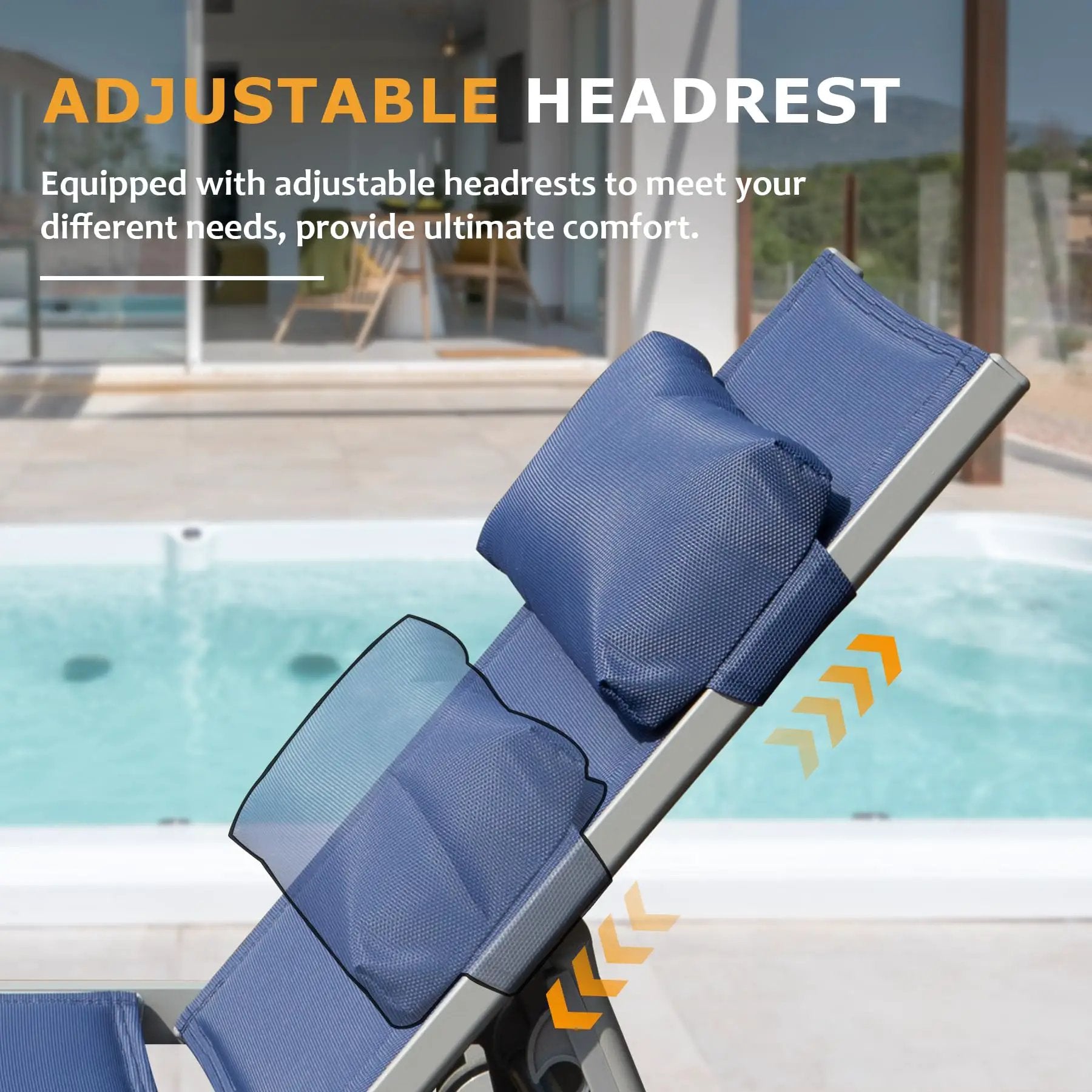 Outdoor Patio Chaise Lounge Set of 3, Aluminum Pool Lounge Chairs with Side Table and Wheels by HouseOfZazla