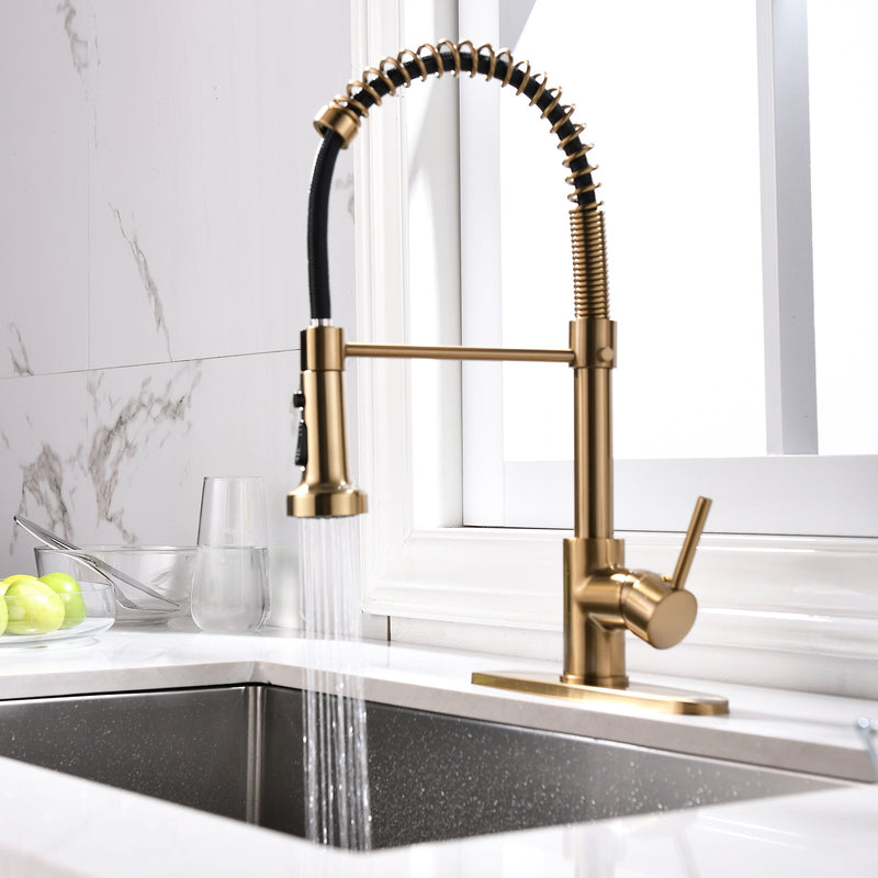 Brushed Nickel Kitchen Faucet with Pull-Down Sprayer - Brushed Nickel