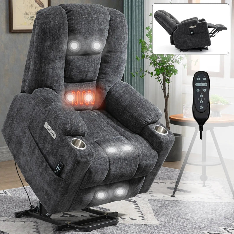 Large Power Lift Recliner Chair with Massage and Heat by HouseOfZazla