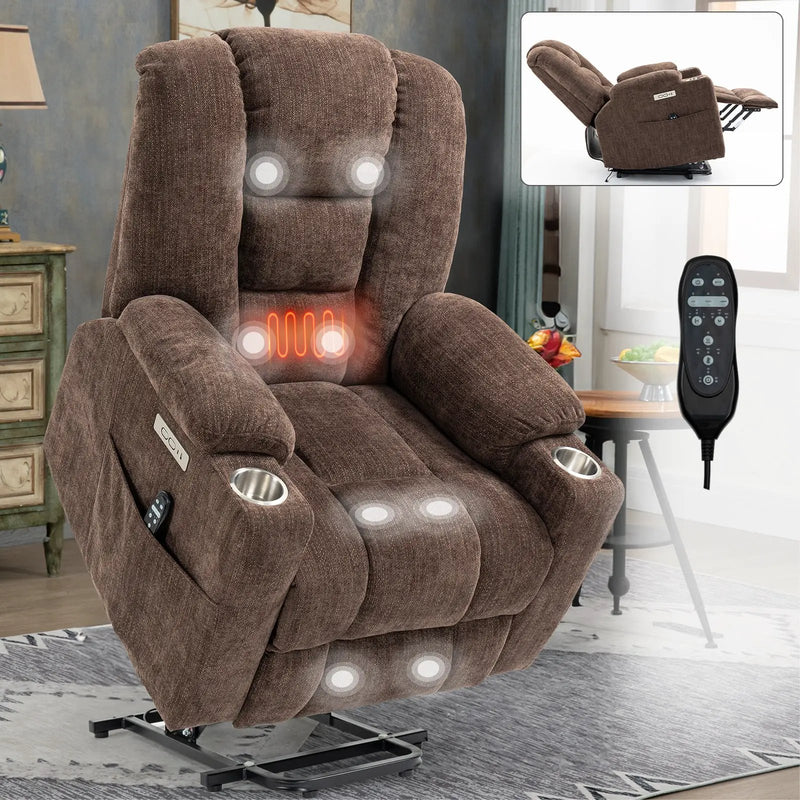 Large Power Lift Recliner Chair with Massage and Heat by HouseOfZazla