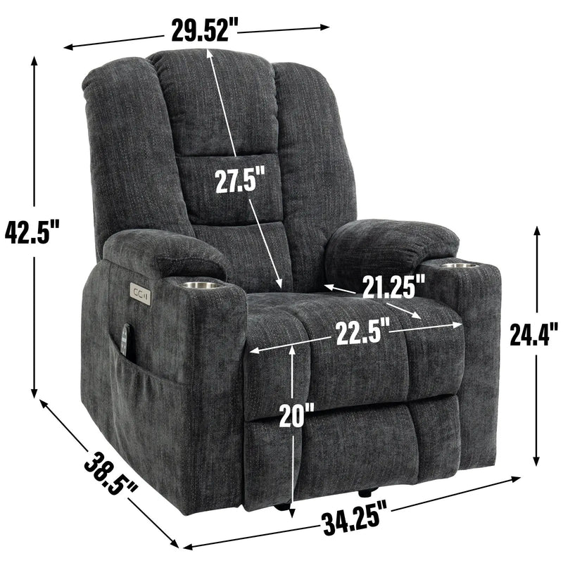 Large Power Lift Recliner Chair with Massage and Heat by HouseOfZazla