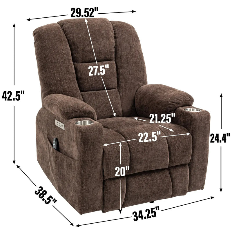 Large Power Lift Recliner Chair with Massage and Heat by HouseOfZazla