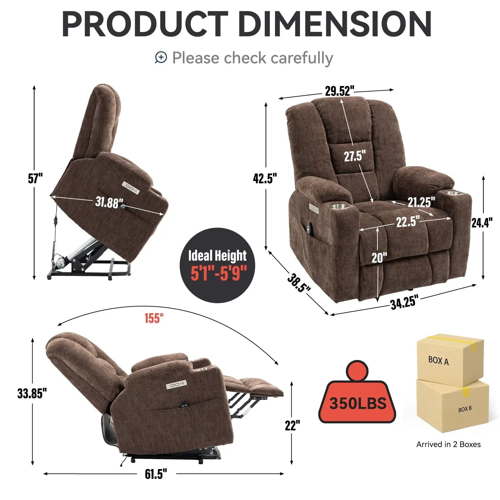 Large Power Lift Recliner Chair with Massage and Heat by HouseOfZazla