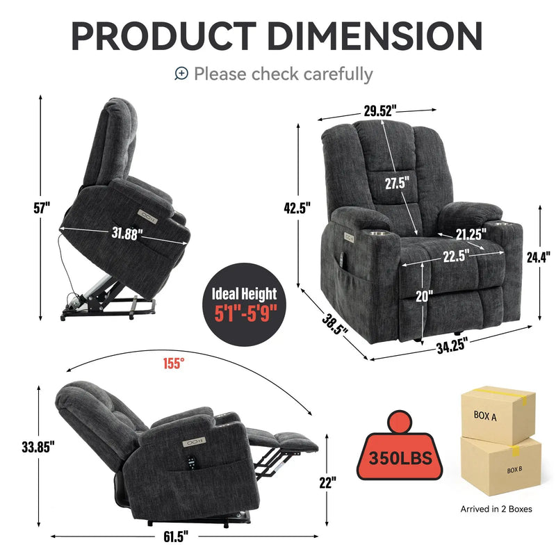 Large Power Lift Recliner Chair with Massage and Heat by HouseOfZazla