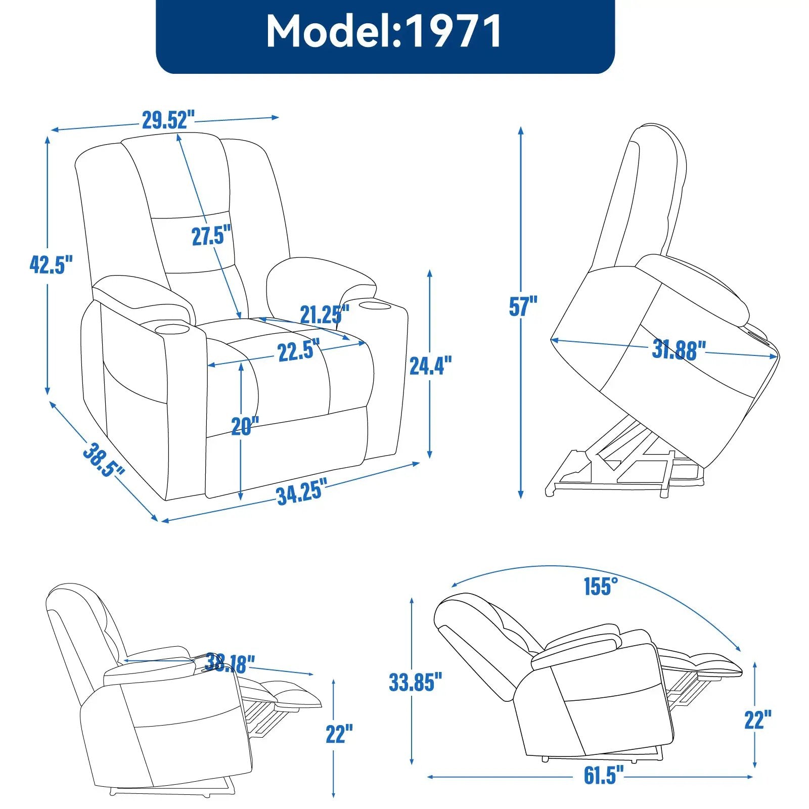 Large Power Lift Recliner Chair with Massage and Heat by HouseOfZazla