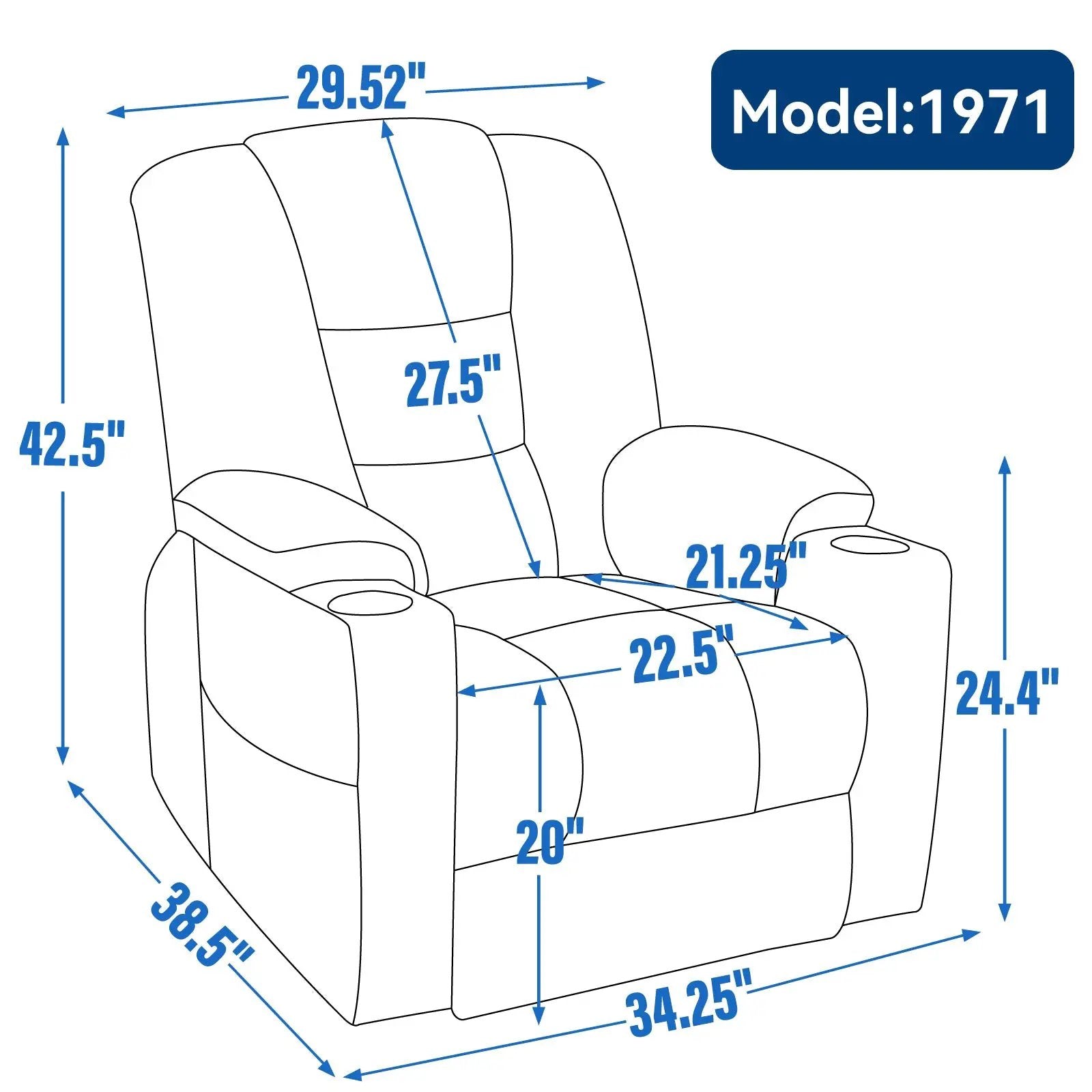Large Power Lift Recliner Chair with Massage and Heat by HouseOfZazla