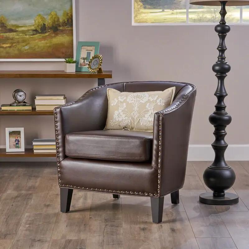 Brown Bonded Leather Club Chair by HouseOfZazla