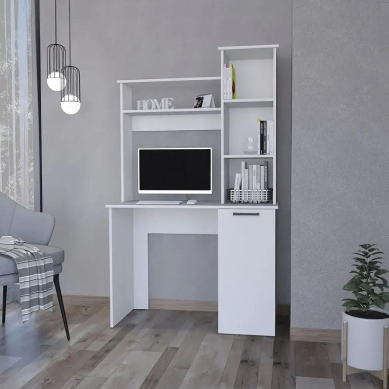 White 3-Tier Storage Shelves Computer Desk by HouseOfZazla