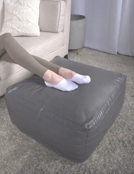Bambo Faux Leather Rectangle Pouf