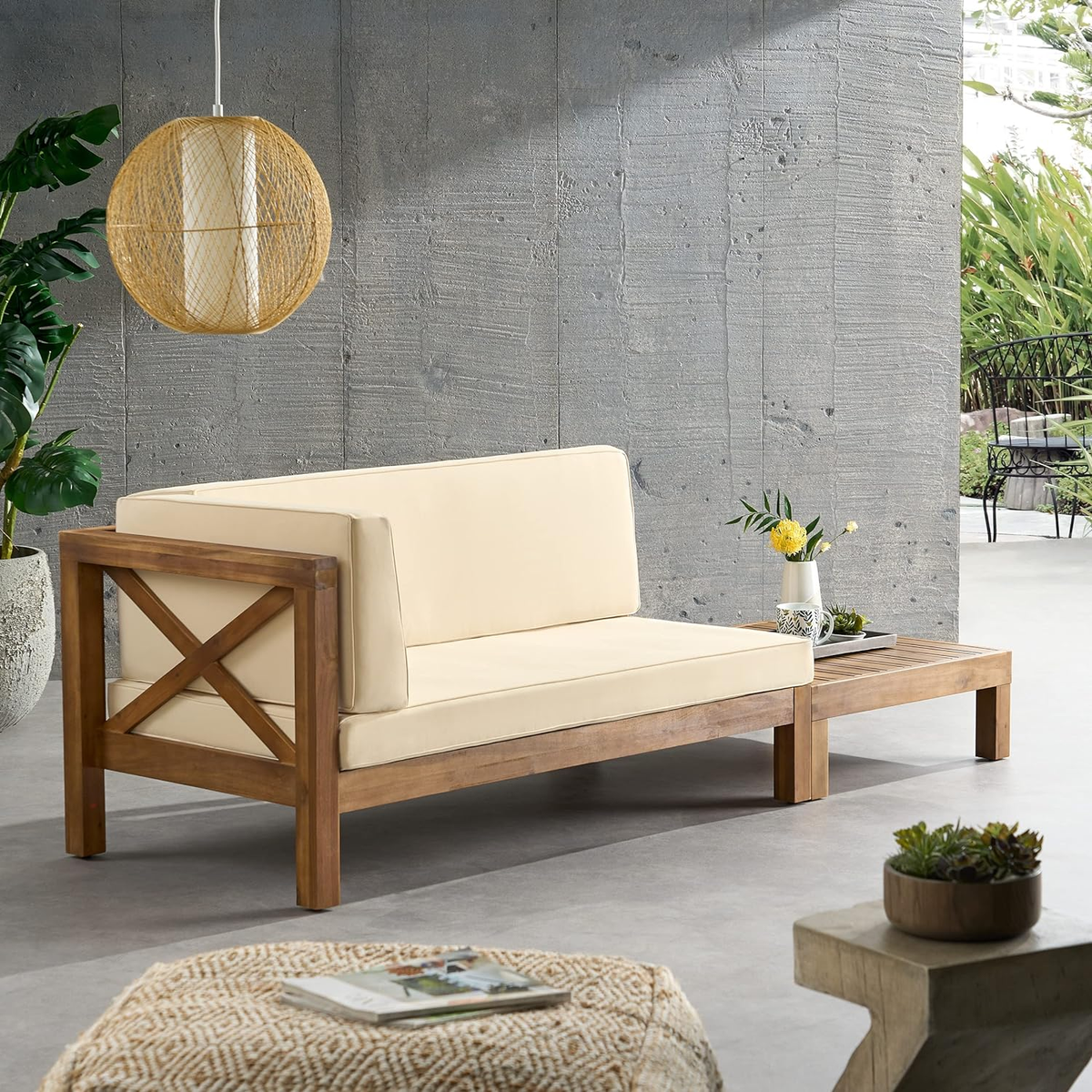 Brava X-Back Corner Bench-L with Coffee Table, photo 2 of 10