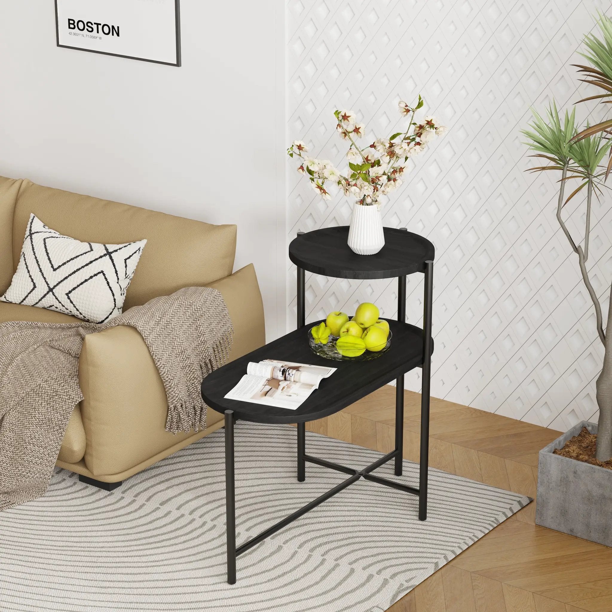 Round Coffee Table with Storage Tray by HouseOfZazla