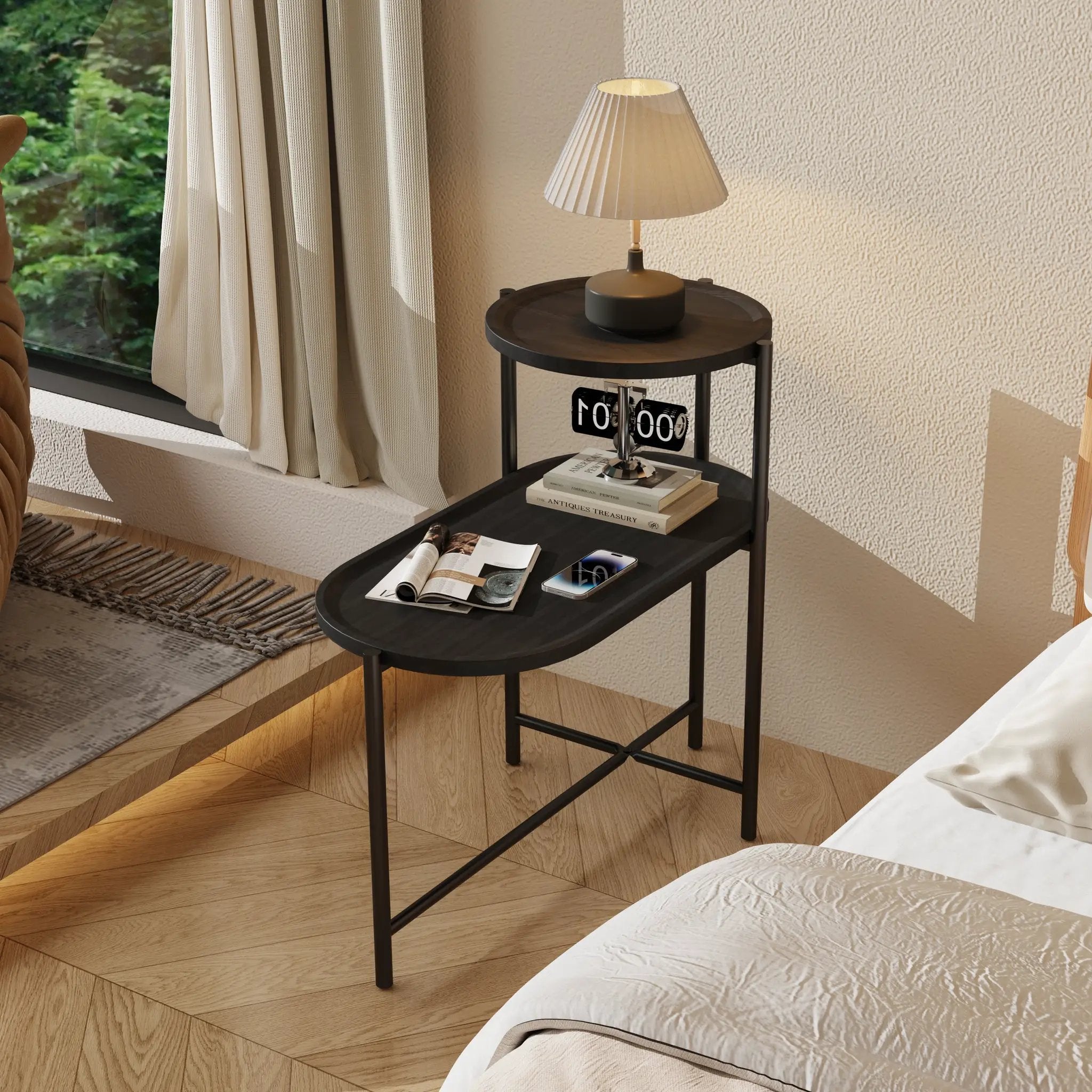 Round Coffee Table with Storage Tray by HouseOfZazla