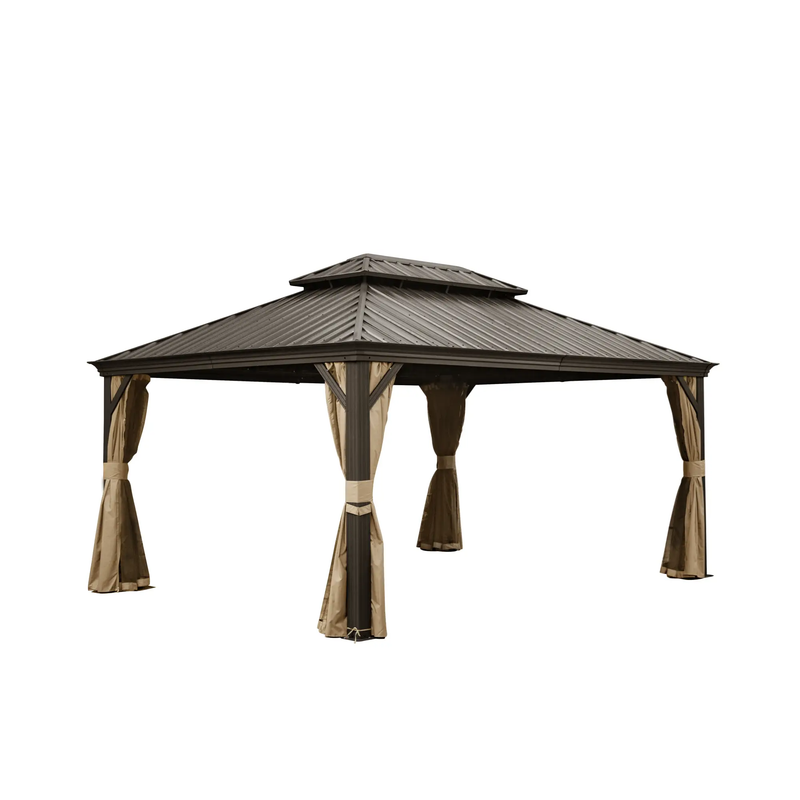 12' x 16' Hardtop Gazebo Outdoor Aluminum Gazebo with Double Canopy by HouseOfZazla
