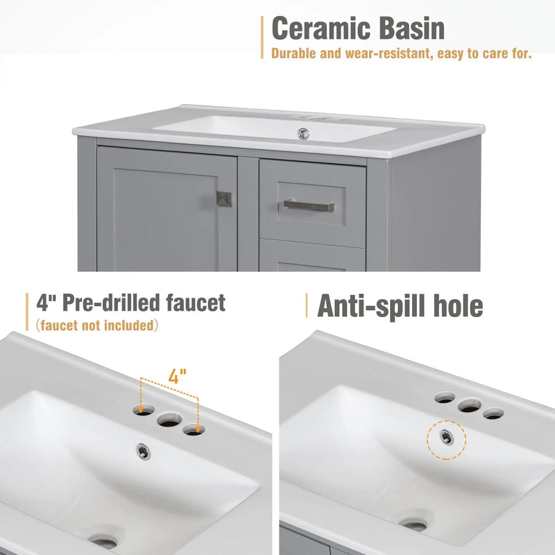 30" Bathroom Vanity with Sink Combo Set by HouseOfZazla