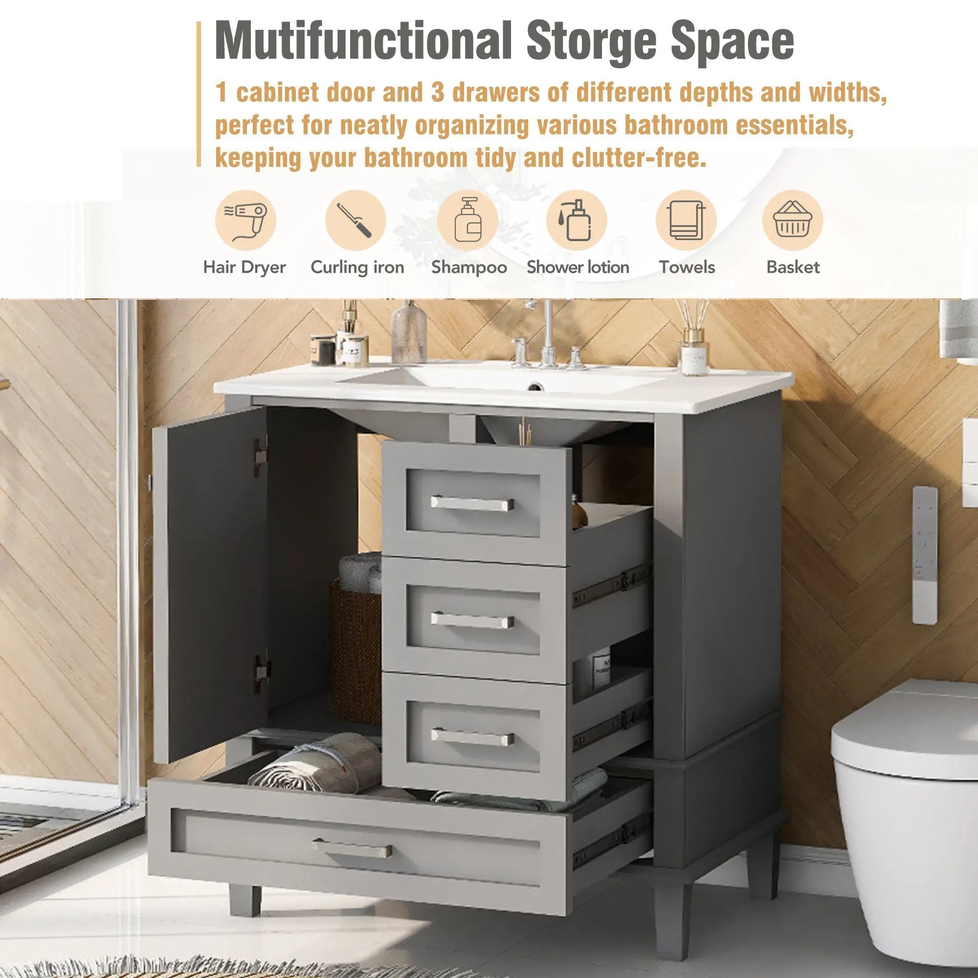 30" Bathroom Vanity with Sink Combo Set by HouseOfZazla