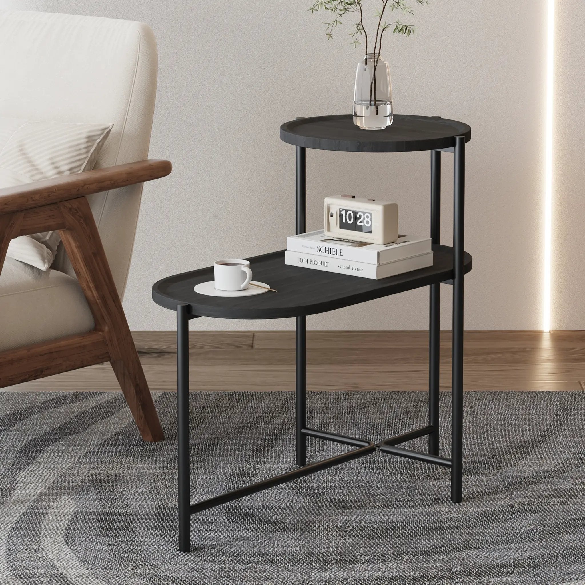 Round Coffee Table with Storage Tray by HouseOfZazla
