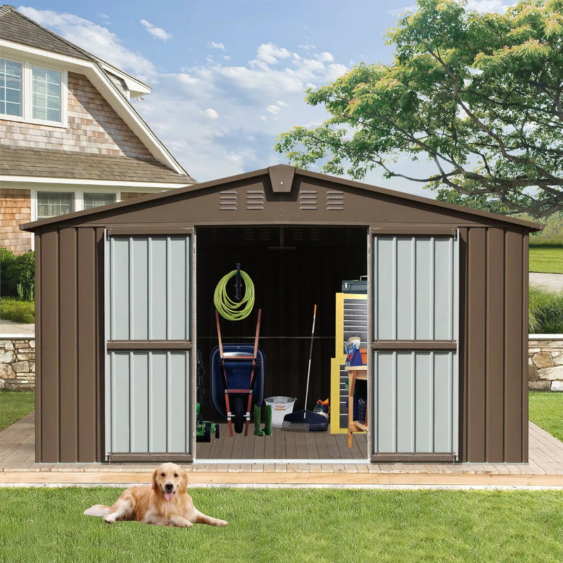 Backyard Storage Shed 11'x9' with Galvanized Steel Frame & Lockable Door by HouseOfZazla