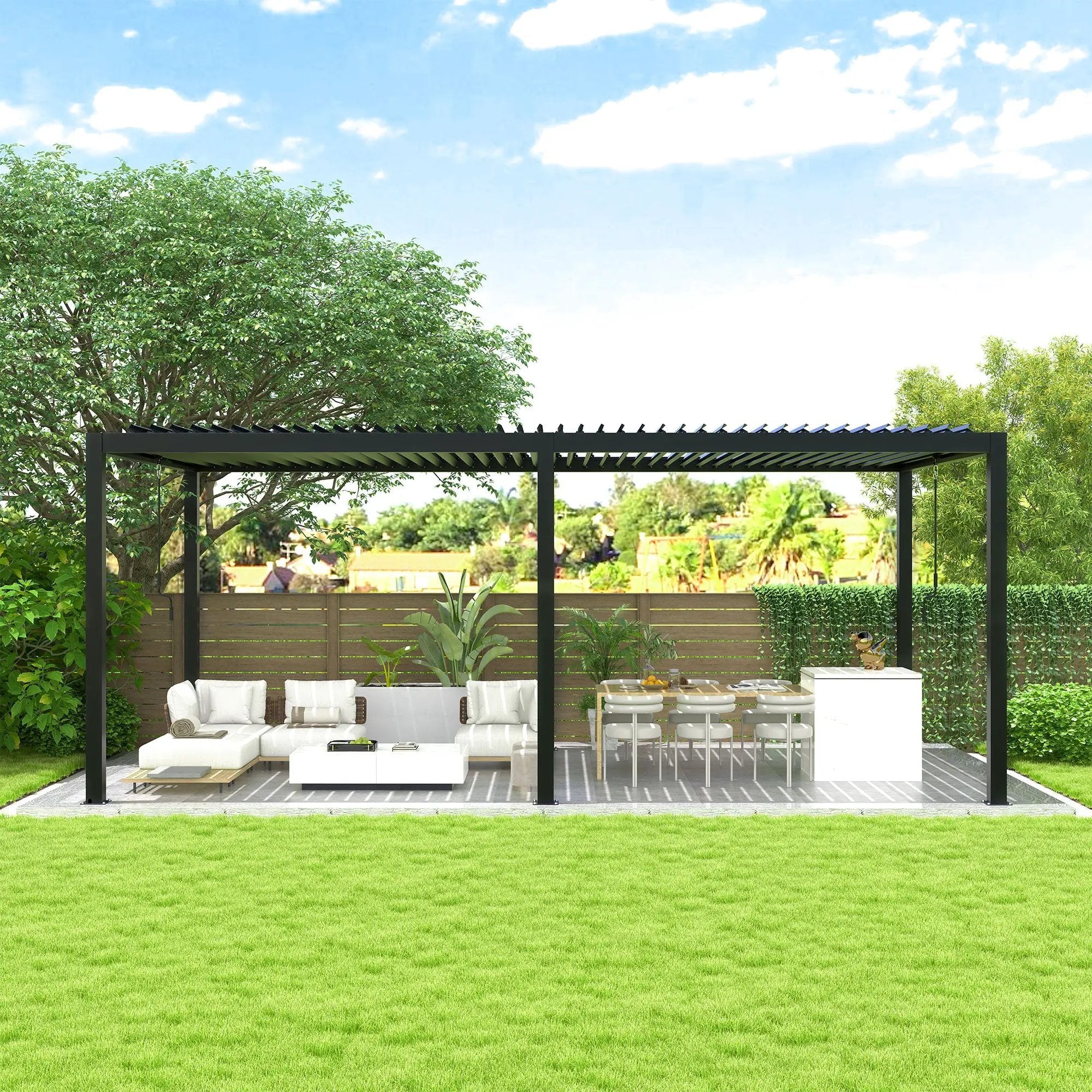 8640E Louver Pergola 10x19ft Aluminum Frame & Steel Louvers by HouseOfZazla