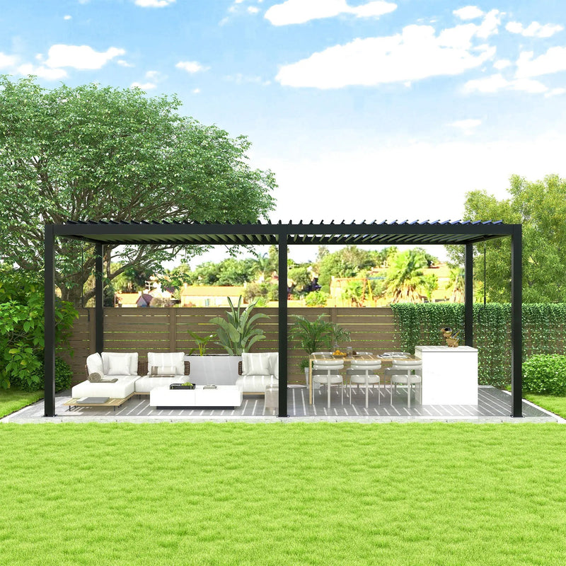 8640E Louver Pergola 10x19ft Aluminum Frame & Steel Louvers by HouseOfZazla