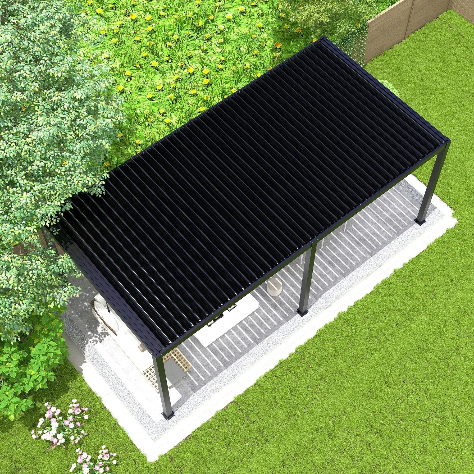 8640E Louver Pergola 10x19ft Aluminum Frame & Steel Louvers by HouseOfZazla