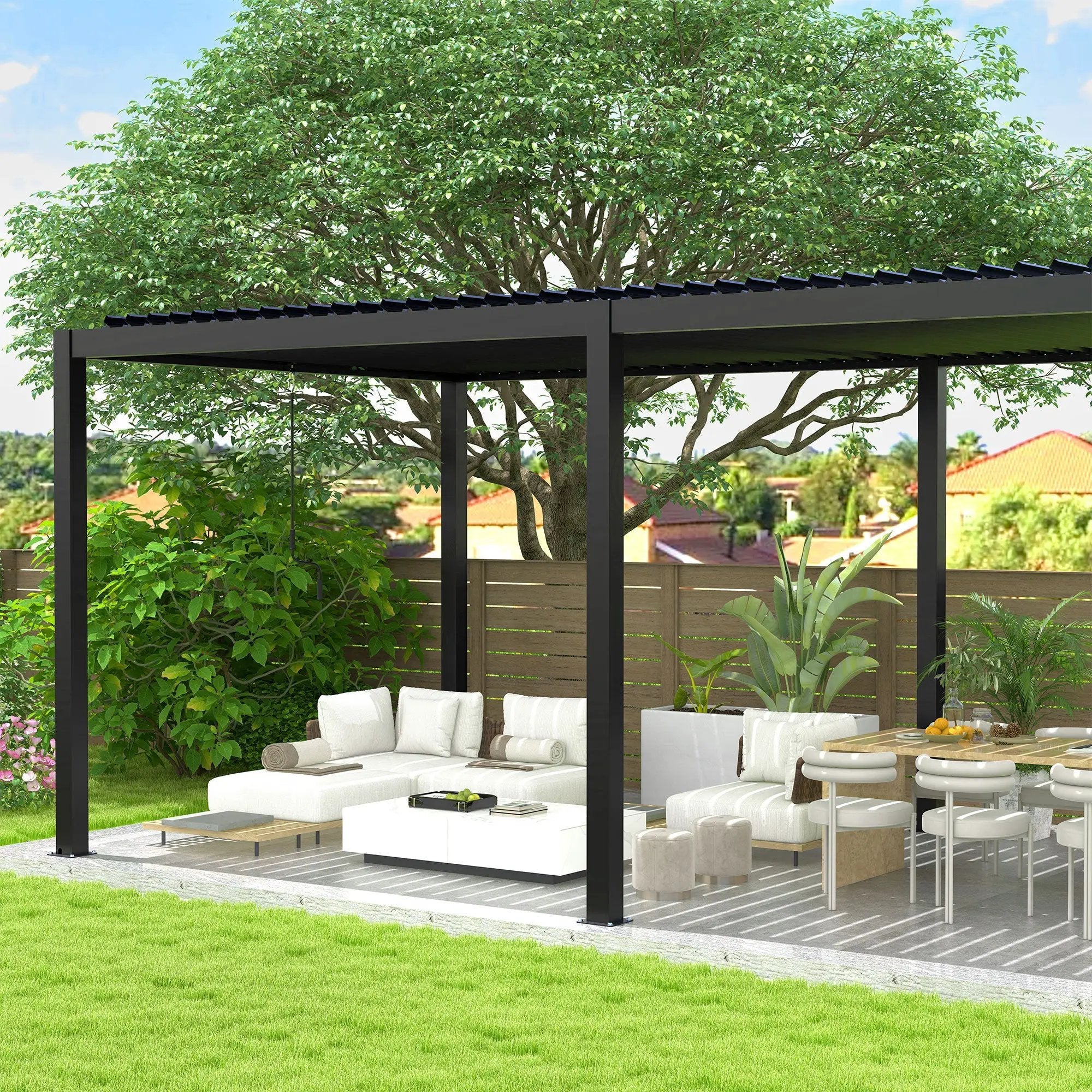 8640E Louver Pergola 10x19ft Aluminum Frame & Steel Louvers by HouseOfZazla