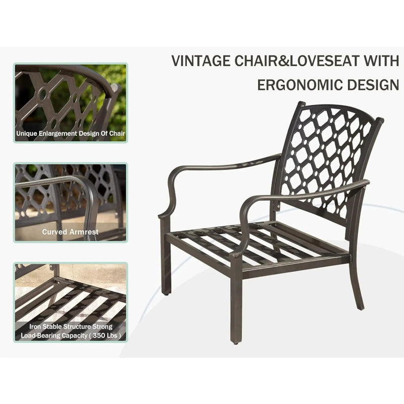 Outdoor 4-Piece Patio Conversation Set with Metal Dining Table and Chairs by HouseOfZazla