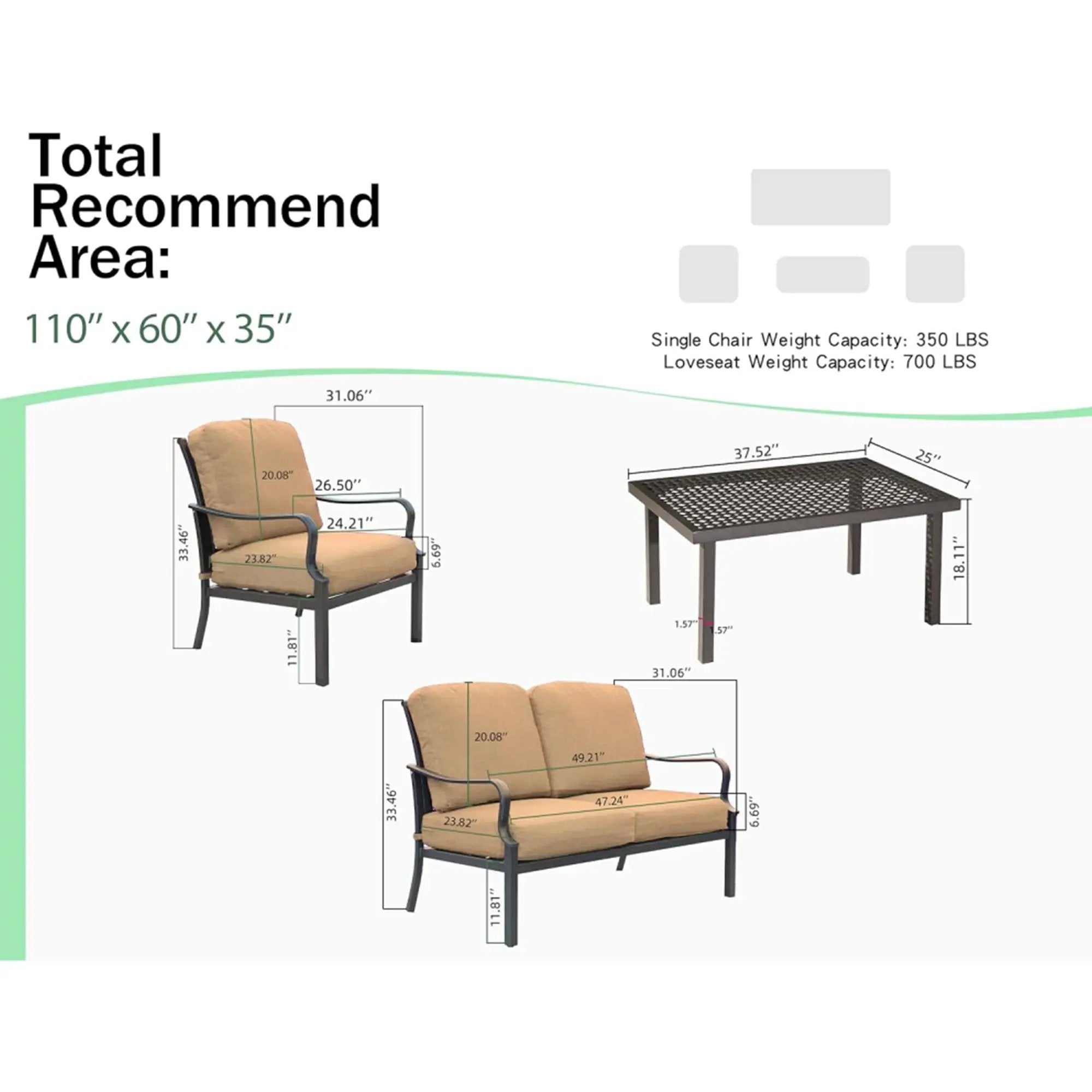 Outdoor 4-Piece Patio Conversation Set with Metal Dining Table and Chairs by HouseOfZazla