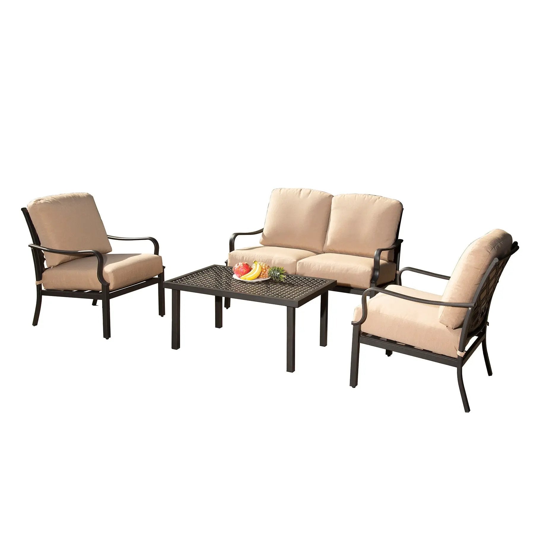 Outdoor 4-Piece Patio Conversation Set with Metal Dining Table and Chairs by HouseOfZazla