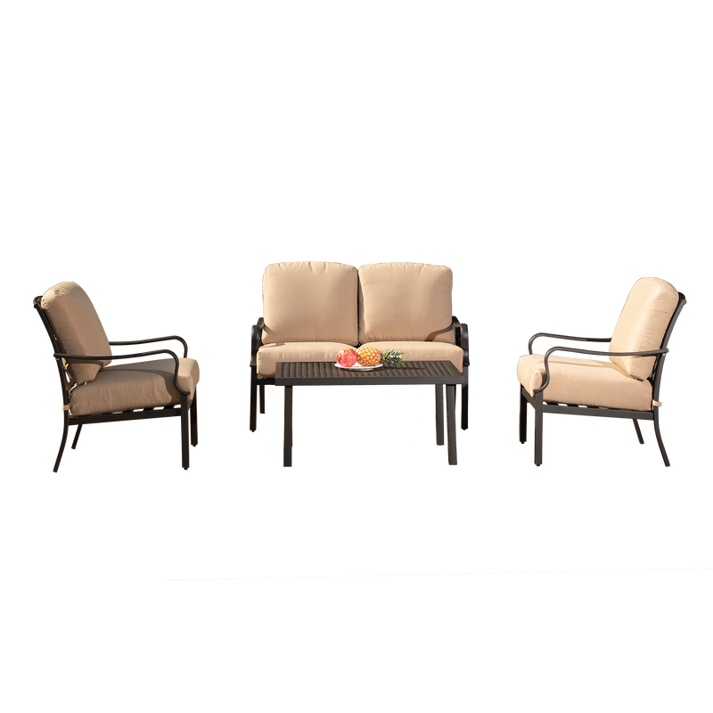 Outdoor 4-Piece Patio Conversation Set with Metal Dining Table and Chairs by HouseOfZazla