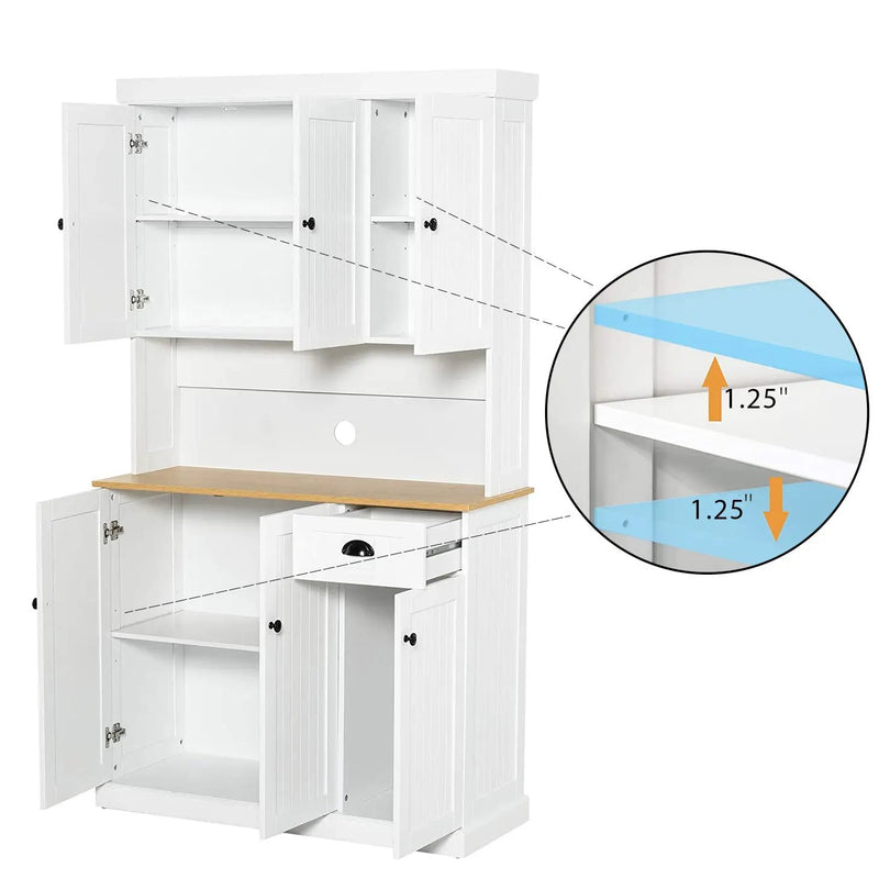 71" Kitchen Pantry Storage Cabinet with Microwave Oven Countertop by HouseOfZazla
