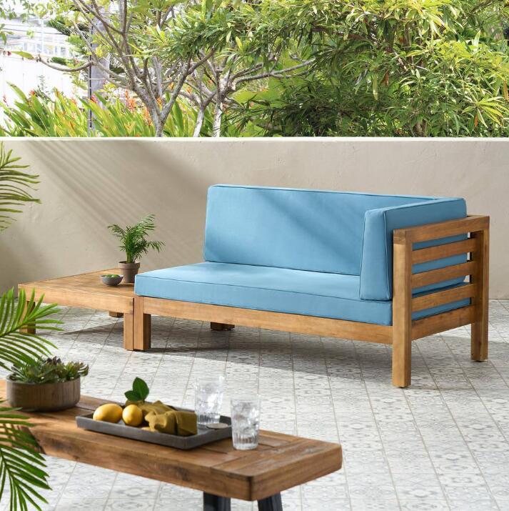 Acacia Wood Patio Seating Set with Water-Resistant Cushions - Multiple Colors, photo 5 of 11
