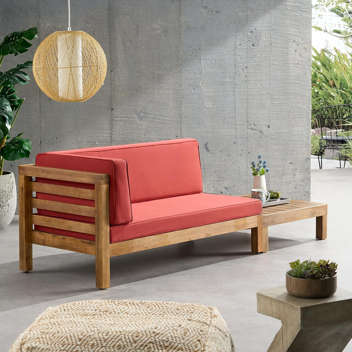 Oana Acacia Wood Patio Furniture Set with Water-Resistant Cushions - Multiple Colors, photo 5 of 11