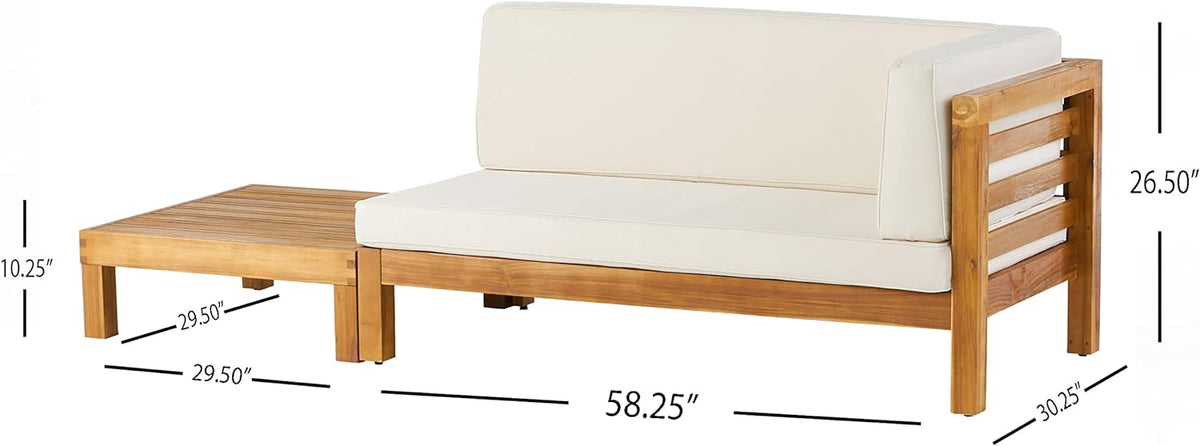 Acacia Wood Patio Seating Set with Water-Resistant Cushions - Multiple Colors, photo 7 of 11