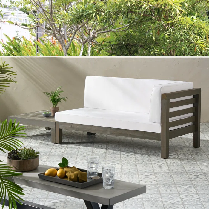 Acacia Wood Patio Seating Set with Water-Resistant Cushions - Multiple Colors, photo 4 of 11