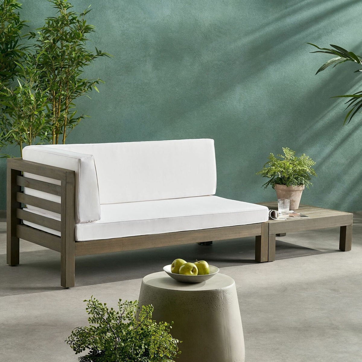 Oana Acacia Wood Patio Furniture Set with Water-Resistant Cushions - Multiple Colors, photo 2 of 11
