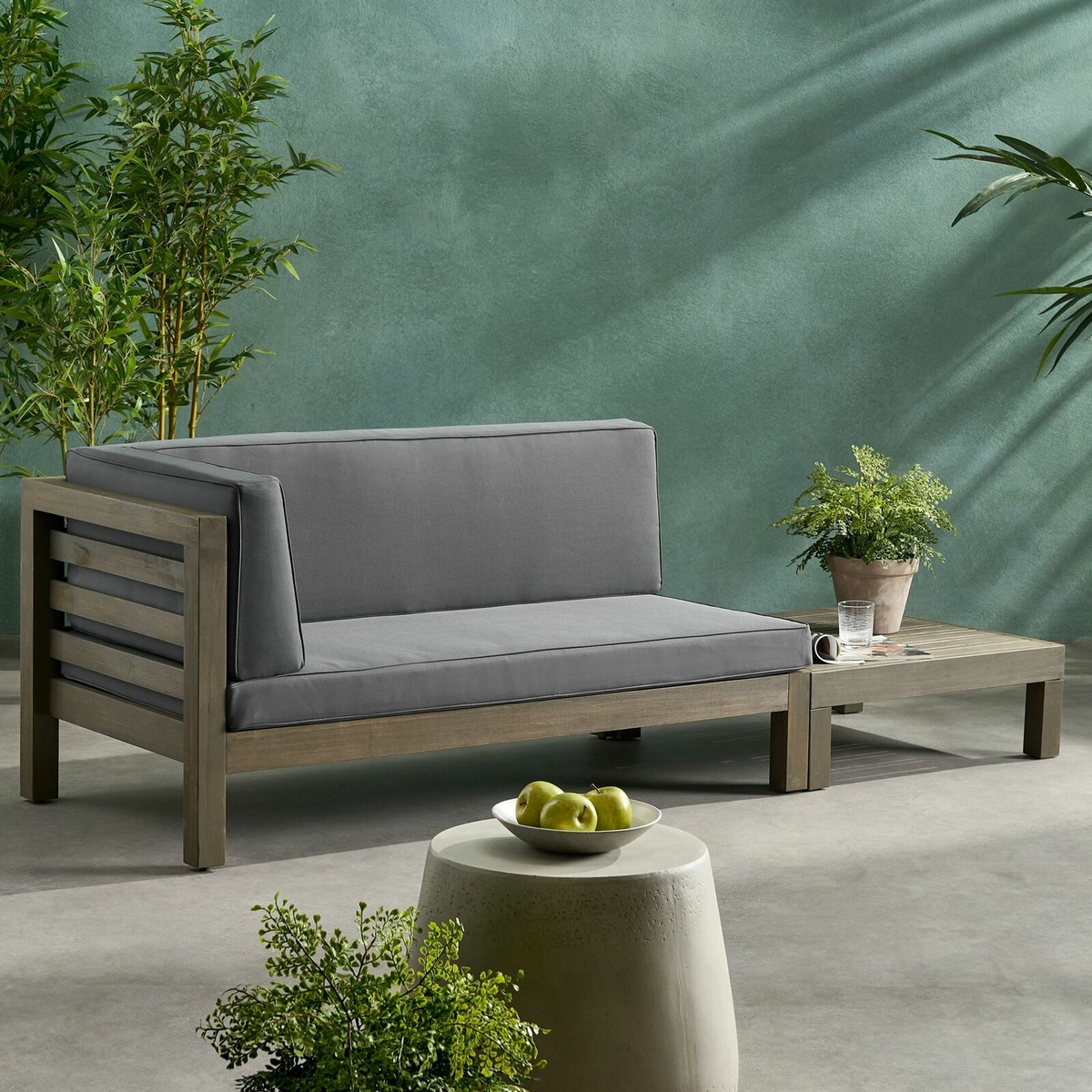 Oana Acacia Wood Patio Furniture Set with Water-Resistant Cushions - Multiple Colors, photo 3 of 11