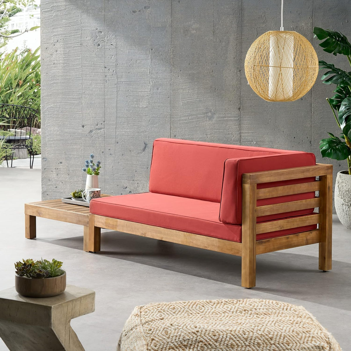 Acacia Wood Patio Seating Set with Water-Resistant Cushions - Multiple Colors, photo 2 of 11