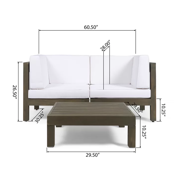 Brava X-Back 2-Seater Sectional Loveseat with Coffee Table by HouseOfZazla