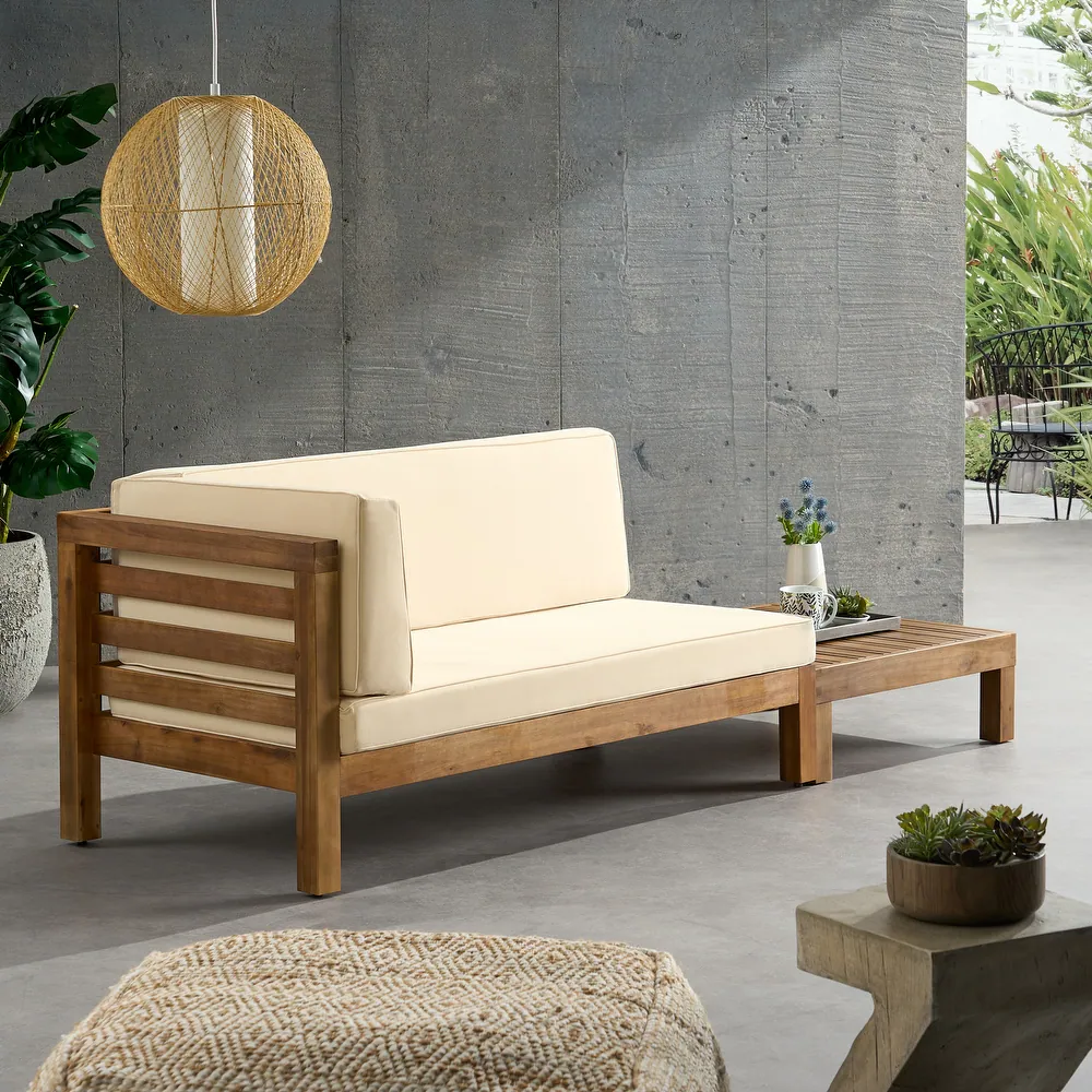 Oana Acacia Wood Patio Furniture Set with Water-Resistant Cushions - Multiple Colors, photo 4 of 11