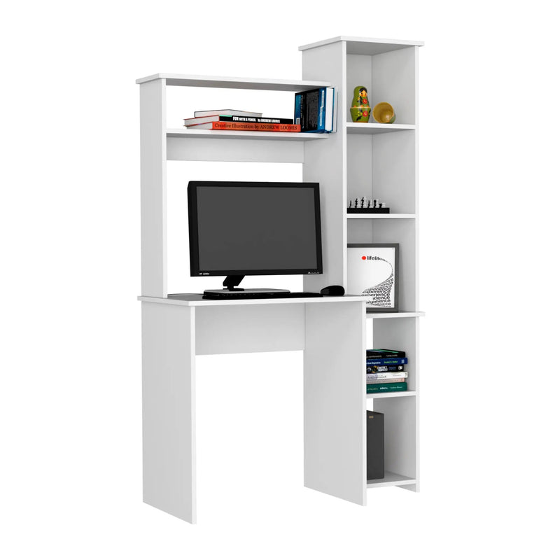 Versalles Writing Desk, Two Superior Shelves, Five Cubbies - White by HouseOfZazla