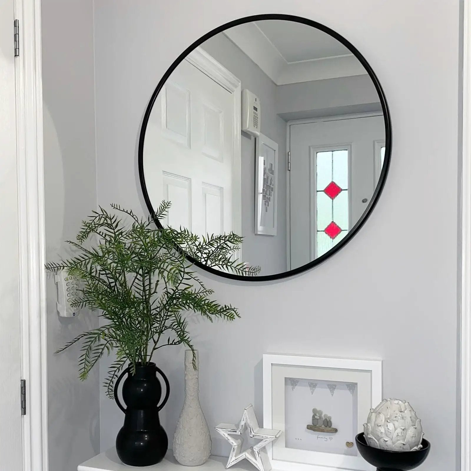 Black 20 Inch Metal Round Bathroom Mirror by HouseOfZazla
