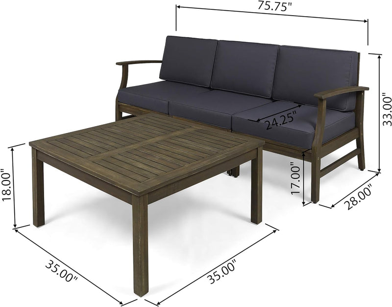 Perla 3 Seater Sofa and Table Set, Dark by HouseOfZazla