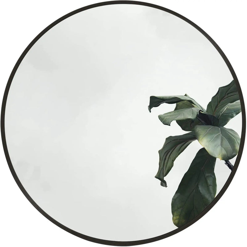 Black 20 Inch Metal Round Bathroom Mirror by HouseOfZazla