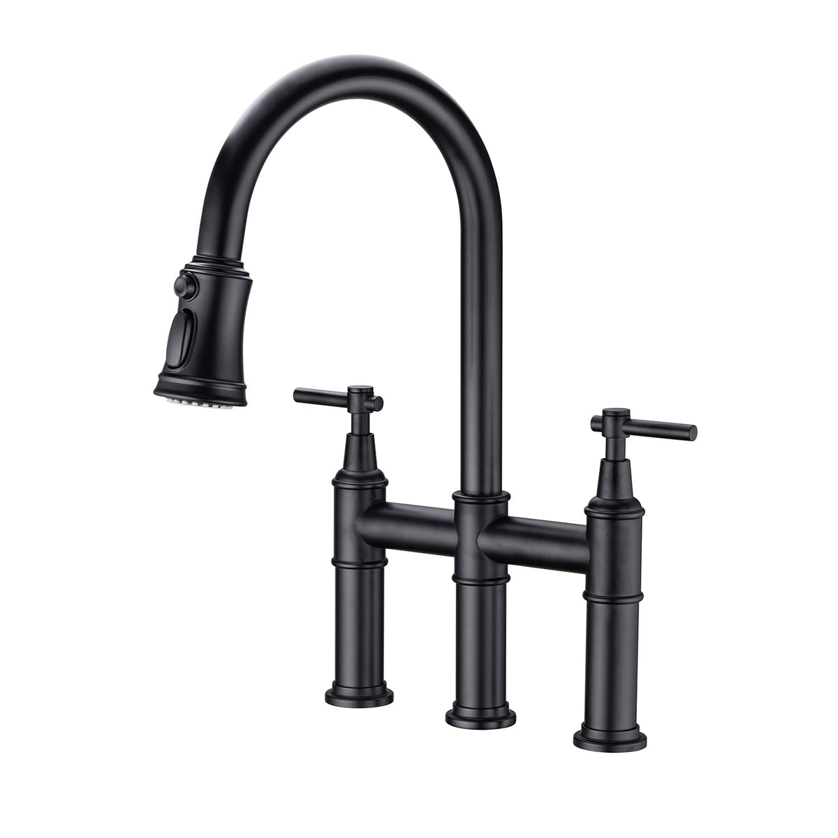 Bridge Kitchen Faucet with Pull-Down Sprayhead - Brass, photo 2 of 10
