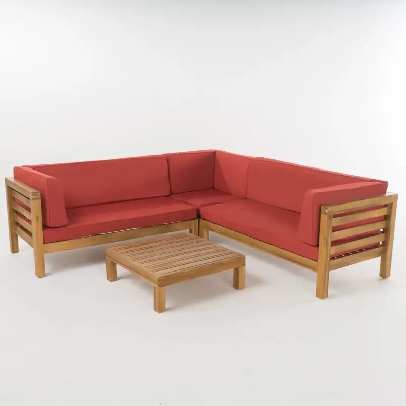 Oana Outdoor Wooden Sectional Set with Cushions by HouseOfZazla