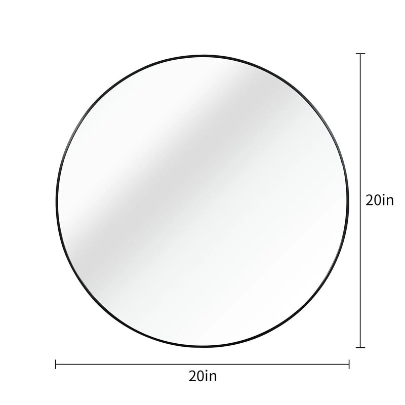 Black 20 Inch Metal Round Bathroom Mirror by HouseOfZazla