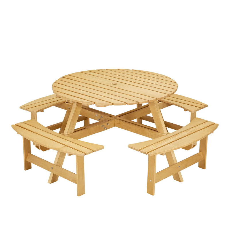 Outdoor 8 Person Picnic Table Set with Built-in Benches by HouseOfZazla