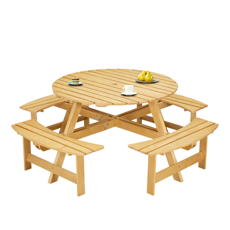 Outdoor 8 Person Picnic Table Set with Built-in Benches by HouseOfZazla