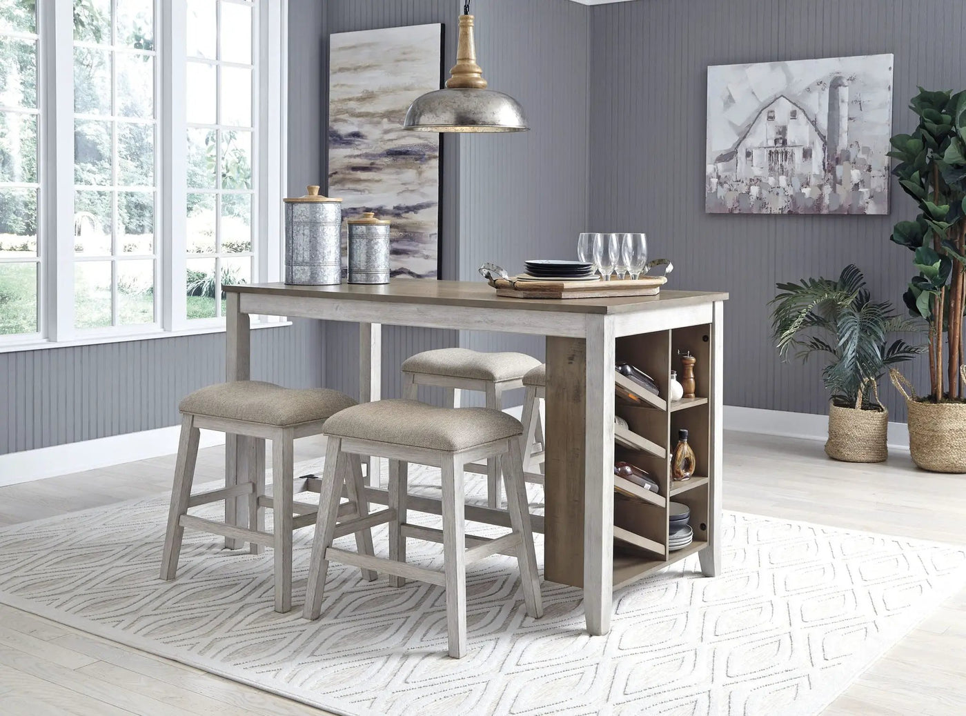 Skempton - Rectangular Counter Table With Storage Set by Unique Piece Furniture